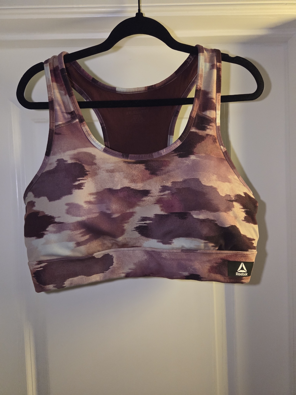 Reebok Mauve Purple & Cream Camouflage Sports Bra
